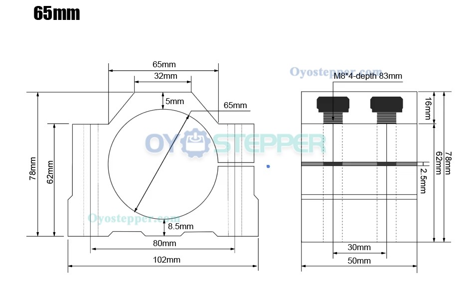 65mm/80mm/100mm/125mm CNC Spindle Motor Bracket Seat Aluminum Clamp Holder for Spindle Motor